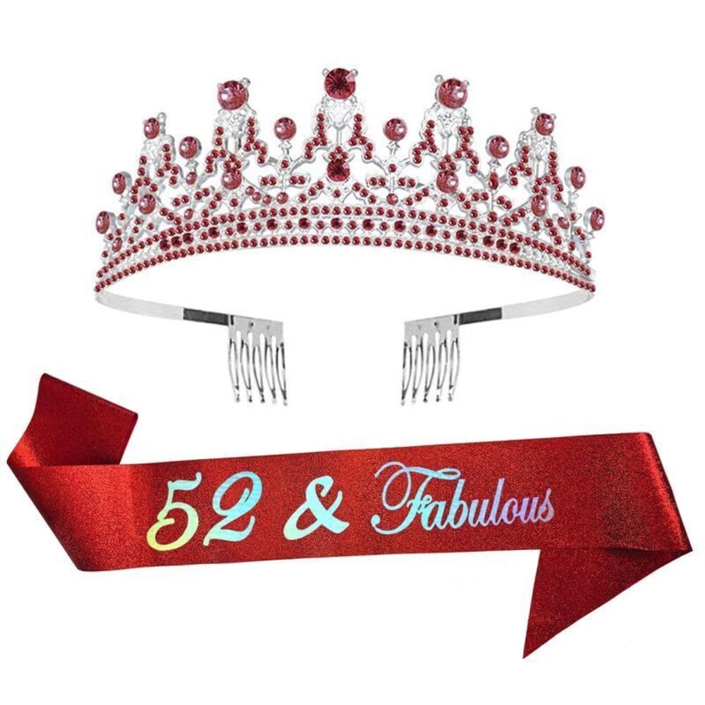 7922 52nd Birthday Sash and Tiara Kit 52 Fabulous Birthday Sash and Tiara